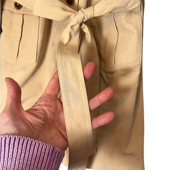 Mary McFadden Safari Trench Coat Womens 22W Khaki Tan Belted Luxury Plus Size - Picture 9 of 10